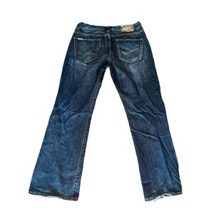 Vtg Rifle Jeans Women's 35x32 Button Fly Distressed Dark Wash Baggy‎